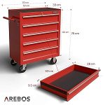 Servante d’atelier 5 tiroirs verrouillage centralisé avec roues et tapis antidérapants