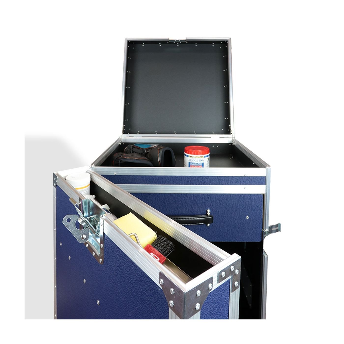 Malle de concours en bois avec 2 porte-selles et tiroir amovible