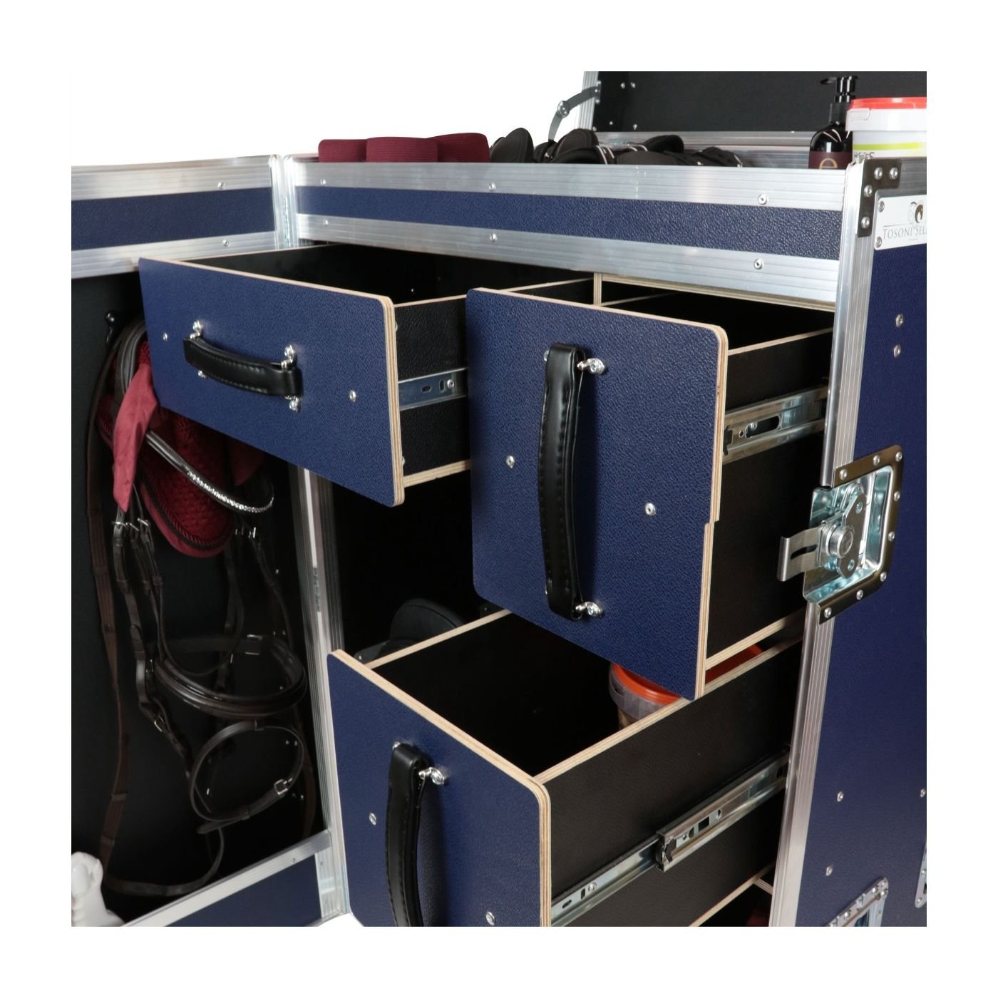 Malle de concours 2 selles 4 tiroirs acier laqué