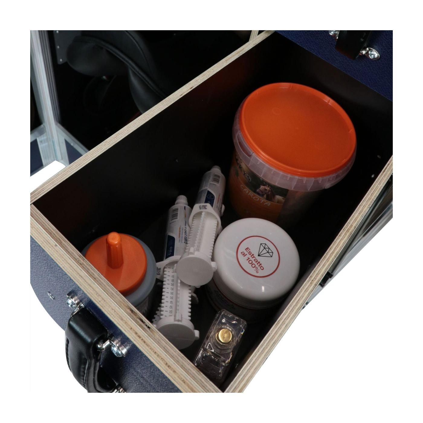 Malle de concours 2 selles 4 tiroirs acier laqué