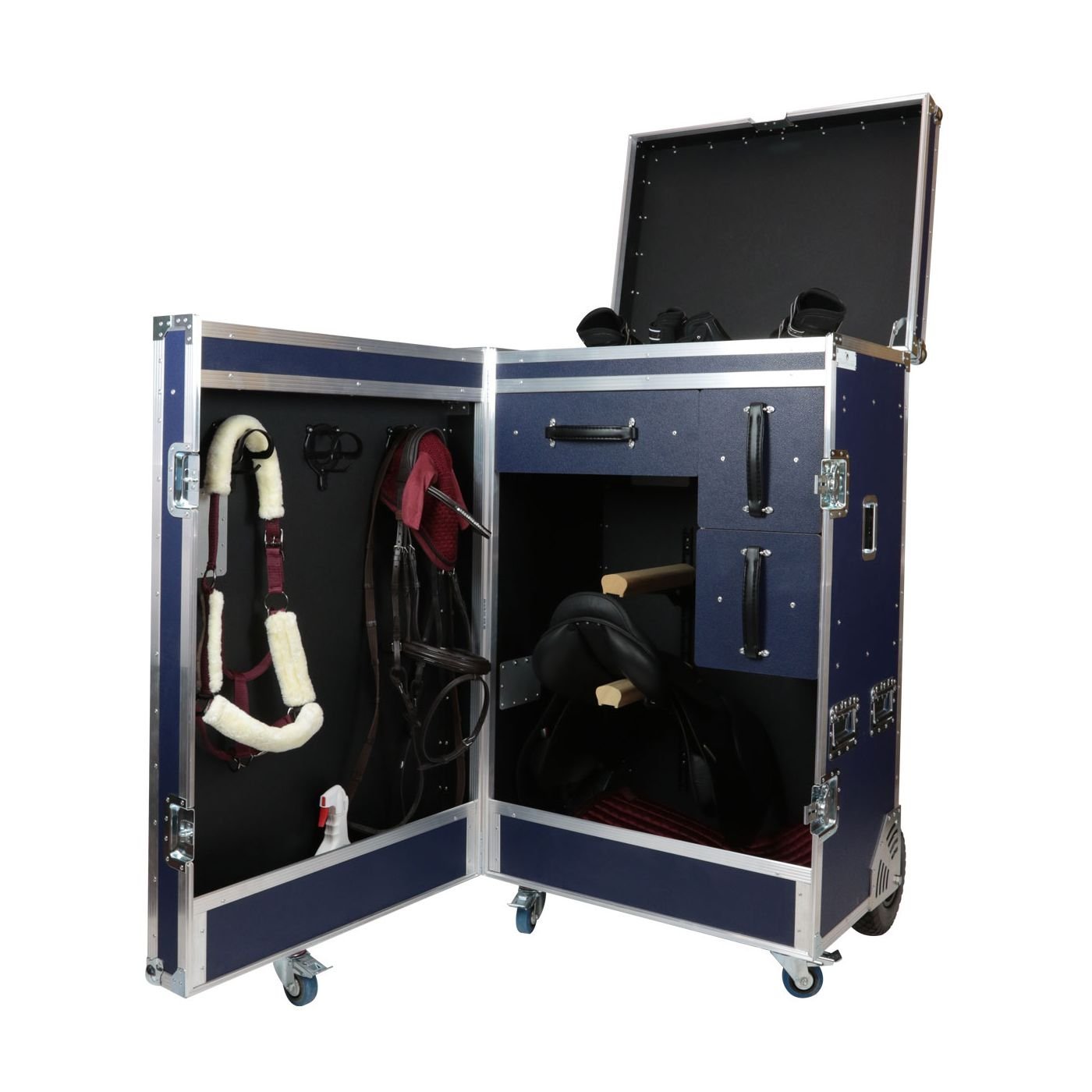 Malle de concours 2 selles 4 tiroirs acier laqué