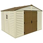 Abri de jardin en vinyle 10 x 8 avec 3 fenêtres kit de fondation métal 324,8 x 247 x 233,2 cm