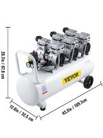 Compresseur d’air sans huile 80 L 2200 W 220 V 8 bar 2 manomètres débit 495 L/min sur roues