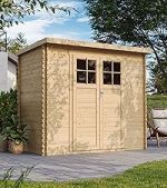 Abri de jardin en bois avec plancher traité 3,53 m² portes doubles et fenêtres