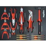 Servante d’atelier 8 tiroirs avec outils charge 35 kg par tiroir roulettes 125 mm compartiment latéral verrouillage central