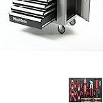 Servante d’atelier 8 tiroirs avec outils charge 35 kg par tiroir roulettes 125 mm compartiment latéral verrouillage central