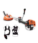 Débroussailleuse thermique 52 cm3 3 CV largeur de coupe 32 cm tête double fil lame 3 dents réservoir 1,2 L