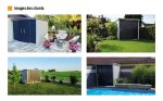Abri de jardin en métal toit plat porte coulissante gris