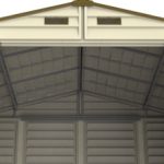 Abri de jardin en vinyle 10 x 8 avec 3 fenêtres kit de fondation métal 324,8 x 247 x 233,2 cm