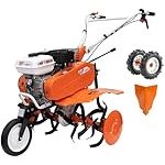 Motobineuse rotofraise arrière 480 mm moteur 4 temps 212 cm³ 7 CV 1 avant 1 arrière profondeur 150 mm réservoir 3,6 L