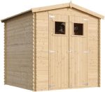 Abri de jardin en bois avec plancher traité 3,53 m² portes doubles et fenêtres – sans paroi latérale