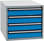 Bloc tiroirs pour établi 4 tiroirs acier 70 x 53 x 65 cm – HxLxP 50x53x70cm – 4x tiroir, Gris Clair/Bleu Clair