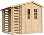Abri de jardin en bois avec range bûches 206 x 272 x 218 cm – Sans Sol, Fenêtre 22 x 65 cm