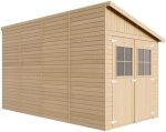 Abri de jardin en bois 8 m² avec fenêtres portes doubles et toiture étanche – avec paroi latérale