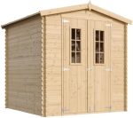 Abri de jardin en bois avec plancher traité 3,53 m² portes doubles et fenêtres – Avec Sol Traité, fenêtres I22 x L65 cm