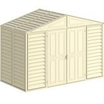 Abri de jardin adossable en vinyle 4 x 8 kit fondation métal porte réversible