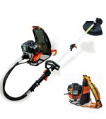 Débroussailleuse thermique 52 cm3 3 CV largeur de coupe 32 cm tête double fil lame 3 dents réservoir 1,2 L