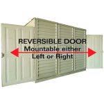 Abri de jardin adossable en vinyle 4 x 8 kit fondation métal porte réversible