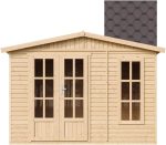 Abri de jardin en bois 6 m² avec plancher et bardeaux noirs – avec bardeaux bitumineux couleur MARRON