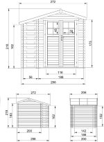 Abri de jardin en bois avec range bûches 206 x 272 x 218 cm