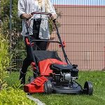 Tondeuse à gazon thermique essence 150 cm3 coupe 46 cm bac 55 L mulching éjection latérale