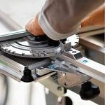 Scie à onglets radiale 230 V 1200 W lame 216 mm projecteur LED équerre d’angle