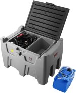 Réservoir diesel portable 439 L avec pompe 12 V et tuyau 4 m – 106GAL+8GAL, Gris