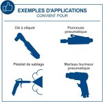 Compresseur d’air 50 L 10 bar 2200 W bicylindre aspiration 412 L/min lubrification à l’huile