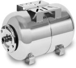 EBERTH Réservoir à Vessie sous Pression 100L, 6 Bar, Groupe de surpression, Cuve, Ballon, raccordement 1&quote; pour Pompe Domestique, Pompe de puit, Acier Inoxydable, Surpresseur, Horizontal, paroi 1,2mm
