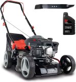 Tondeuse thermique 42 cm panier 45 L hauteur 25 à 75 mm – Huile moteur & 2nde lame inclus