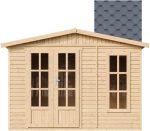 Abri de jardin en bois 6 m² avec plancher et bardeaux noirs – avec bardeaux bitumineux couleur GRIS