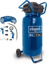 Scheppach Compresseur à air vertical HC85V | 14 Bar | Cuve 80L | Sans huile & peu d'entretien | 1600 W | Admission d'air 330 L/min | 2 raccords rapides et 2 manomètres | Transport facile