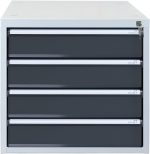 Bloc tiroirs pour établi 4 tiroirs acier 70 x 53 x 65 cm – HxLxP 50x53x70cm – 4x tiroir, Gris Clair/Gris Anthracite