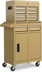 Servante d’atelier métal 5 tiroirs avec coffre amovible – Hauteur 102cm, Jaune