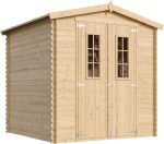 Abri de jardin en bois avec plancher traité 3,53 m² portes doubles et fenêtres – Sans Sol, fenêtres I22 x L65 cm