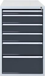 Bloc tiroirs pour établi 4 tiroirs acier 70 x 53 x 65 cm – HxLxP 80x53x70cm – 6x tiroir, Gris Clair/Gris Anthracite