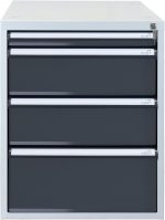 Bloc tiroirs pour établi 4 tiroirs acier 70 x 53 x 65 cm – HxLxP 65x53x70cm – 4x tiroir, Gris Clair/Gris Anthracite