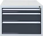Bloc tiroirs pour établi 4 tiroirs acier 70 x 53 x 65 cm – HxLxP 40x53x70cm – 3x tiroir, Gris Clair/Gris Anthracite