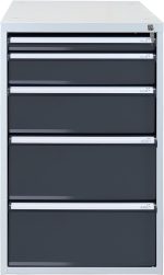 Bloc tiroirs pour établi 4 tiroirs acier 70 x 53 x 65 cm – HxLxP 80x53x70cm – 5x tiroir, Gris Clair/Gris Anthracite