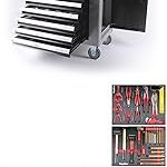 Servante d’atelier 8 tiroirs avec outils charge 35 kg par tiroir roulettes 125 mm compartiment latéral verrouillage central