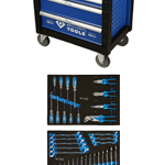 Chariot d’atelier 7 tiroirs avec 207 outils charge totale 400 kg verrouillage central roues avec freins