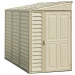 Abri de jardin adossable en vinyle 4 x 8 kit fondation métal porte réversible