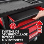 Servante atelier 6 tiroirs avec 112 outils et fermeture centralisée