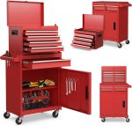 Servante d’atelier métal 5 tiroirs 2 étagères verrouillable – Rouge