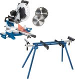 Scheppach Scie à Onglet Radiale HM140L | 2000W | Largeur de coupe 330mm | Hauteur de coupe 105mm | Lame Ø305mm | Double inclinaison | Table de travail -45°/+45° | Avec Support UMF1600 Inclus