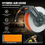 Enrouleur de tuyau d’air rétractable 15,2 m 300 psi mural