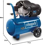 Compresseur d’air 50 L 10 bar 2200 W bicylindre aspiration 412 L/min lubrification à l’huile