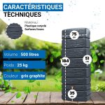 Cuve eau de pluie 500 L murale gris anthracite