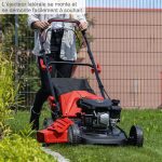 Tondeuse à gazon thermique essence 150 cm3 coupe 46 cm bac 55 L mulching éjection latérale