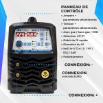 Poste à souder MIG MAG synergique 225 A 230 V avec affichage numérique